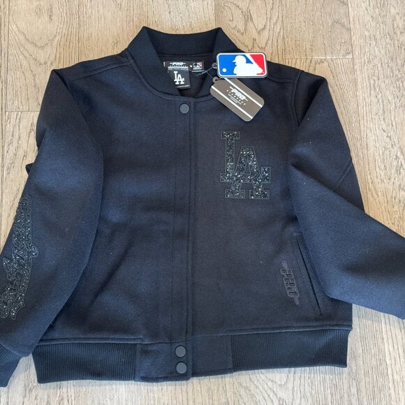 NWT Special Edition Los Angeles Dodgers Triple Black Wool Women's Varsity Jacket - Picture 2 of 7